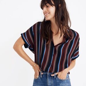Madewell drapey menford stripe central shirt xxs